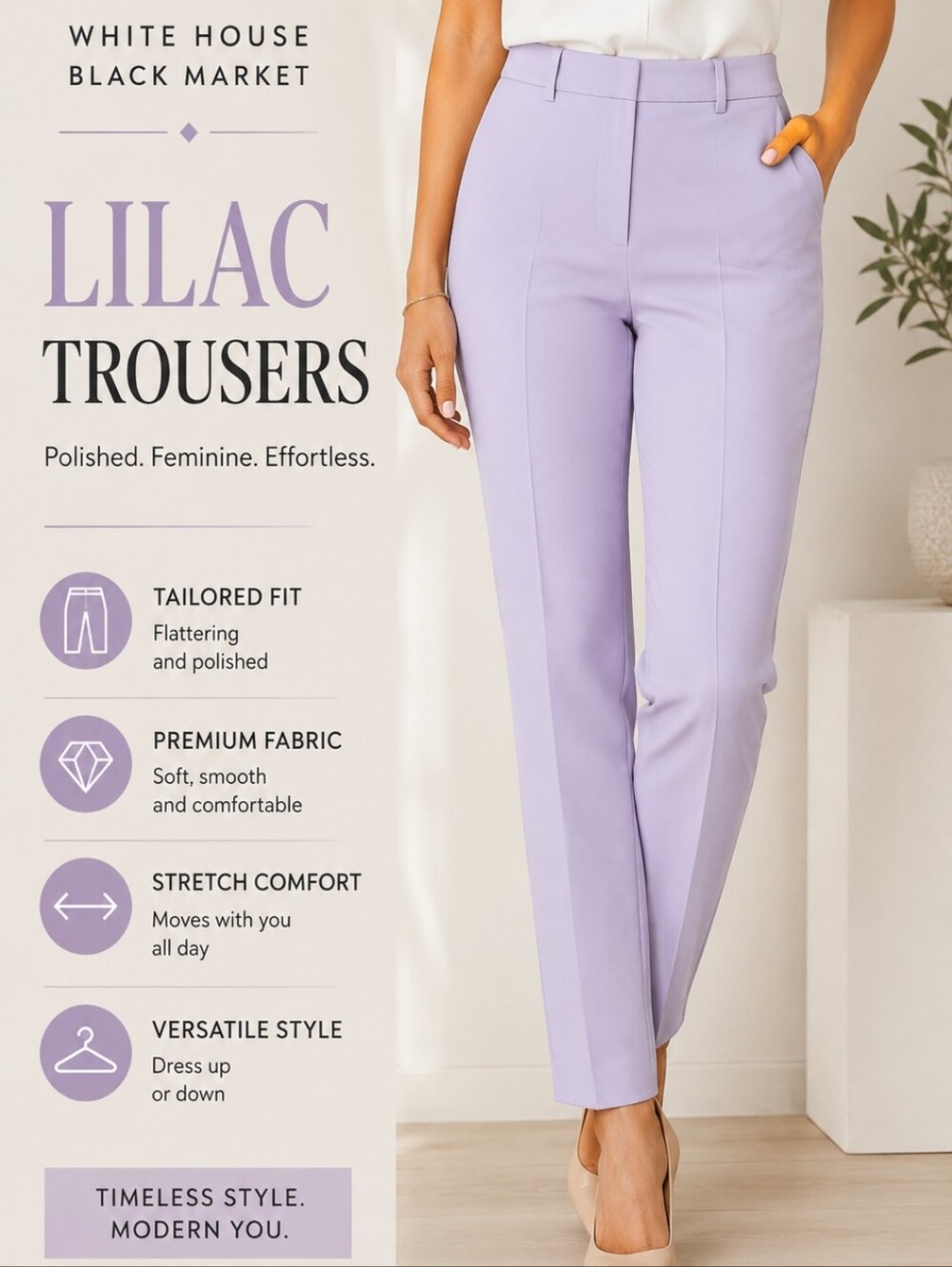 White House Black Market Lilac Trousers